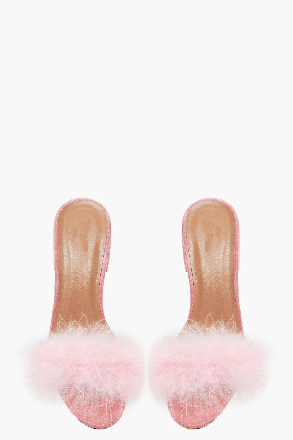 Pink on sale feather mules